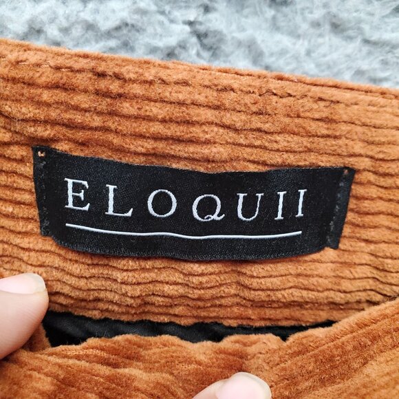 Eloquii Skirt Womens 16 Brown Corduroy Belted A-Line Mini Skirt *NWT* - Picture 2 of 10